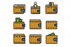 Wallet icons set vector flat Product Image 1