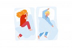 Sleeping Child Boy And Girl In Cozy Bed Vector Product Image 1