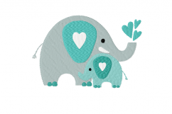 Mother&#039;s Love ~ ELEPHANTS - Mother and Baby ~ Machine Embroidery Design in 2 sizes - Instant Download Product Image 1