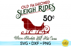 OLD FASHIONED SLEIGH RIDES | CHRISTMAS SIGN SVG DXF PNG Product Image 1