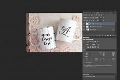 Two white coffee mug mock up, valentines mug mockup, cup template, design display mugs rustic background photo PSD Product Image 2
