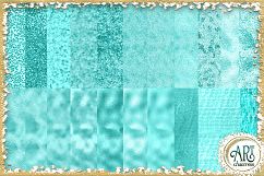 Teal Aqua Foil Glitter Seamless Digital Papers,Borders Set Product Image 3