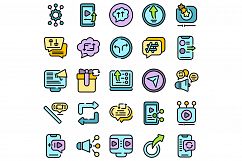 Repost icons set vector flat Product Image 1
