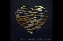 30 Realistic 24k Gold Metallic Hand Drawn Heart Clip Arts Product Image 3
