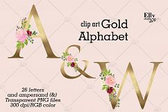 Gold Floral Alphabet Clip Art Product Image 3
