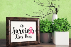 SPVinyl A Survivor Lives Here Breast Cancer Awareness Cuttable &amp; Printable Design File Bundle Product Image 1