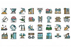 Industrial climber icons set line color vector Product Image 1
