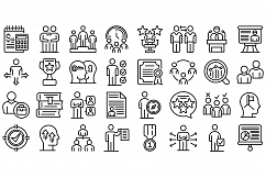 Mentor icons set, outline style Product Image 1
