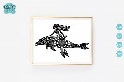 Mermaid Riding Dolphin Mandala Svg Product Image 1