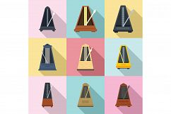 Metronome icons set, flat style Product Image 1