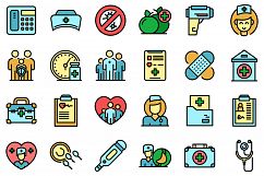 Family doctor icons set vector flat Product Image 1