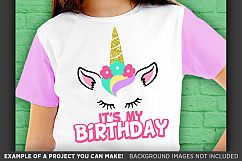 Its My Birthday Unicorn Glitter Shirt Design SVG File - 1059 Product Image 2