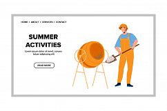 Summer Activities Of Builder For Building Vector Product Image 1