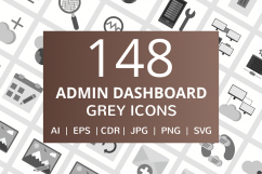 148 Admin Dashboard Flat Greyscale Icons Product Image 1