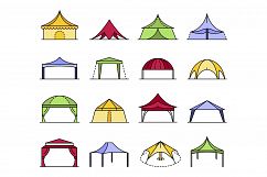 Canopy icon set line color vector Product Image 1