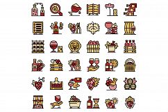 Winemaker icons set line color vector Product Image 1