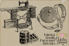Vintage Sewing Illustrations and Photoshop Brushes Product Image 2