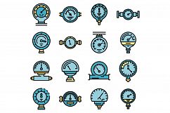 Manometer icons set vector flat Product Image 1