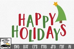 Happy Holidays - Christmas SVG Cut File - DXF PNG EPS JPG AI Product Image 1