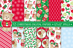 Christmas digital papers,Christmas patterns,Christmas bears Product Image 1