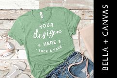 Heather Prism Mint Bella Canvas 3001 T-Shirt Mockup Feminine Product Image 1