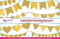 Gold Glitter Bunting Banner clipart Product Image 1