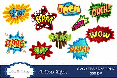 action signs svg vector clipart / action sign silhouette / zap clipart / bang clipart / pow clipart / boom clipart /pop art / comic book Product Image 3
