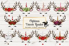 Christmas Unicorn Reindeer Clipart Product Image 1