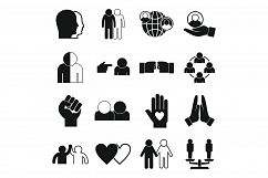 Stop racism icons set, simple style Product Image 1