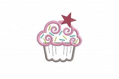 Star and Sprinkles Cupcake Applique Embroidery Design Product Image 7