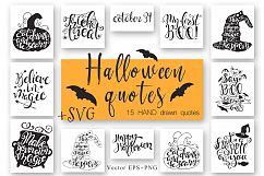 Halloween hand drawn Quotes SVG Cut files Product Image 1