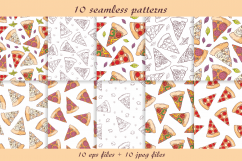 Pizza Doodles set. Vector elements and seamless patterns. Product Image 5