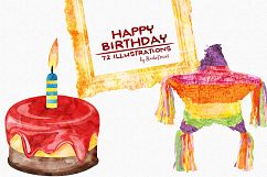 Birthday Watercolor Illustrations Product Image 6