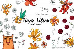 Tiger Lilies &amp; Roses - clip-art Product Image 15
