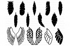  Feather Earring SVG, Wing Earring SVG,Tear Drop svg, Pendant svg files for Silhouette Cameo and Cricut. Product Image 2