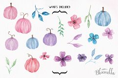 Pumpkins Pink Blue Pastel Floral Clipart Elements Flowers Product Image 4