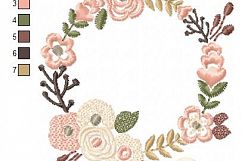 Floral Wreath Font Frame Monogram Design - EMBROIDERY DESIGN FILE - Instant download - Vp3 Hus Dst Exp Jef Pes formats 5 sizes 3,4,5,6,7inch Product Image 7