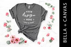 Heather Storm Bella Canvas 3001 T Shirt Floral Flat Lay Product Image 1