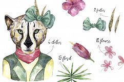 Wild Cats. Tropical watercolor Product Image 2