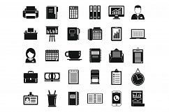 Office manager time icons set, simple style Product Image 1