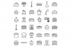 Confectioner home icons set, outline style Product Image 1