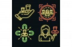 Customer retention icon set vector neon Product Image 1