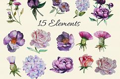 Romantic Peonies Hand Painted Clip Art Set Product Image 9