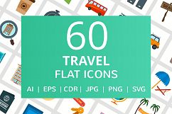 60 Travel Flat Multicolor Icons  Product Image 1