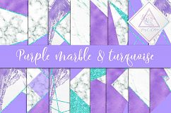 Purple, Marble &amp; Turquoise Glitter Digital Paper Product Image 1