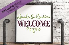 Spooks and Monsters Welcome Halloween SVG Cut File Product Image 1