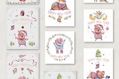 Merry pigsmas. Watercolor collection Product Image 3