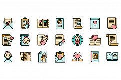 Certificate of birth icons set vector flat Product Image 1
