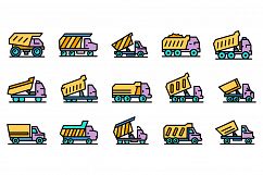 Tipper icons set line color vector Product Image 1