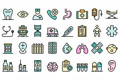 Pediatric clinic icons vector flat Product Image 1